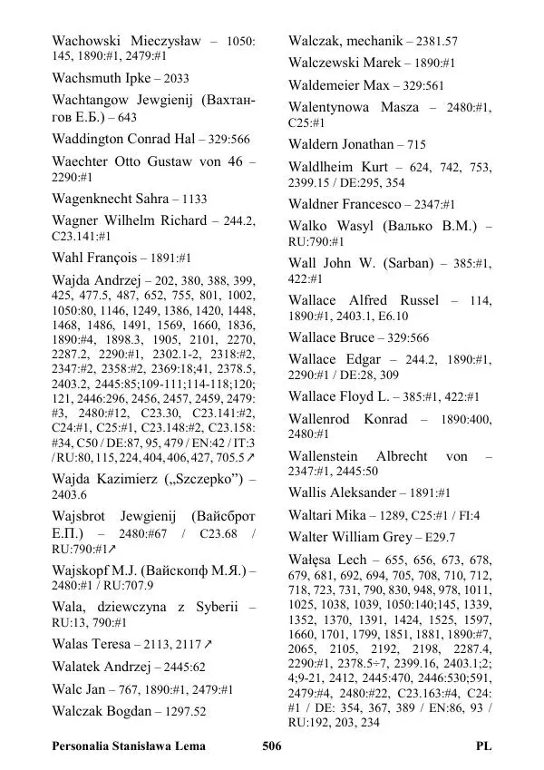 Виктор Язневич - Станислав Лем Нон Фикшн. Том 2: Указатели - Страница № 507
