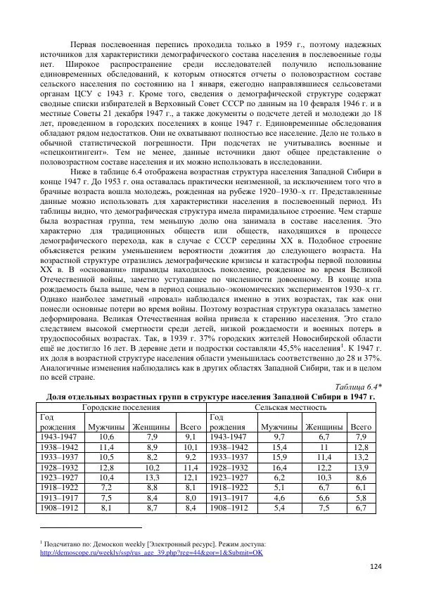  Коллектив авторов - Демографическая история Западной Сибири (конец XIX - XX вв.) - Страница № 124