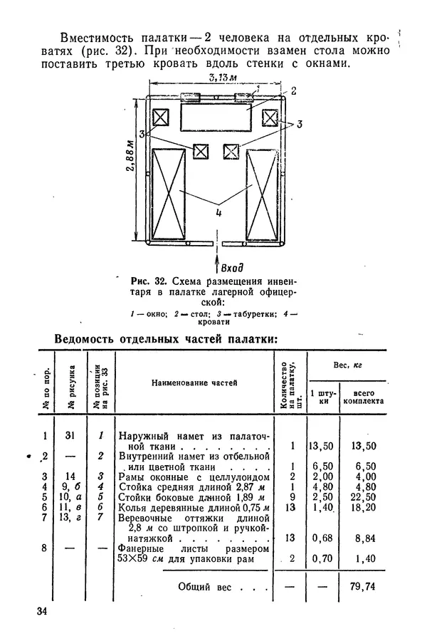  Министерство обороны СССР - Руководство по эксплуатации и хранению палаток в воинских частях и учреждениях Советской армии - Страница № 35